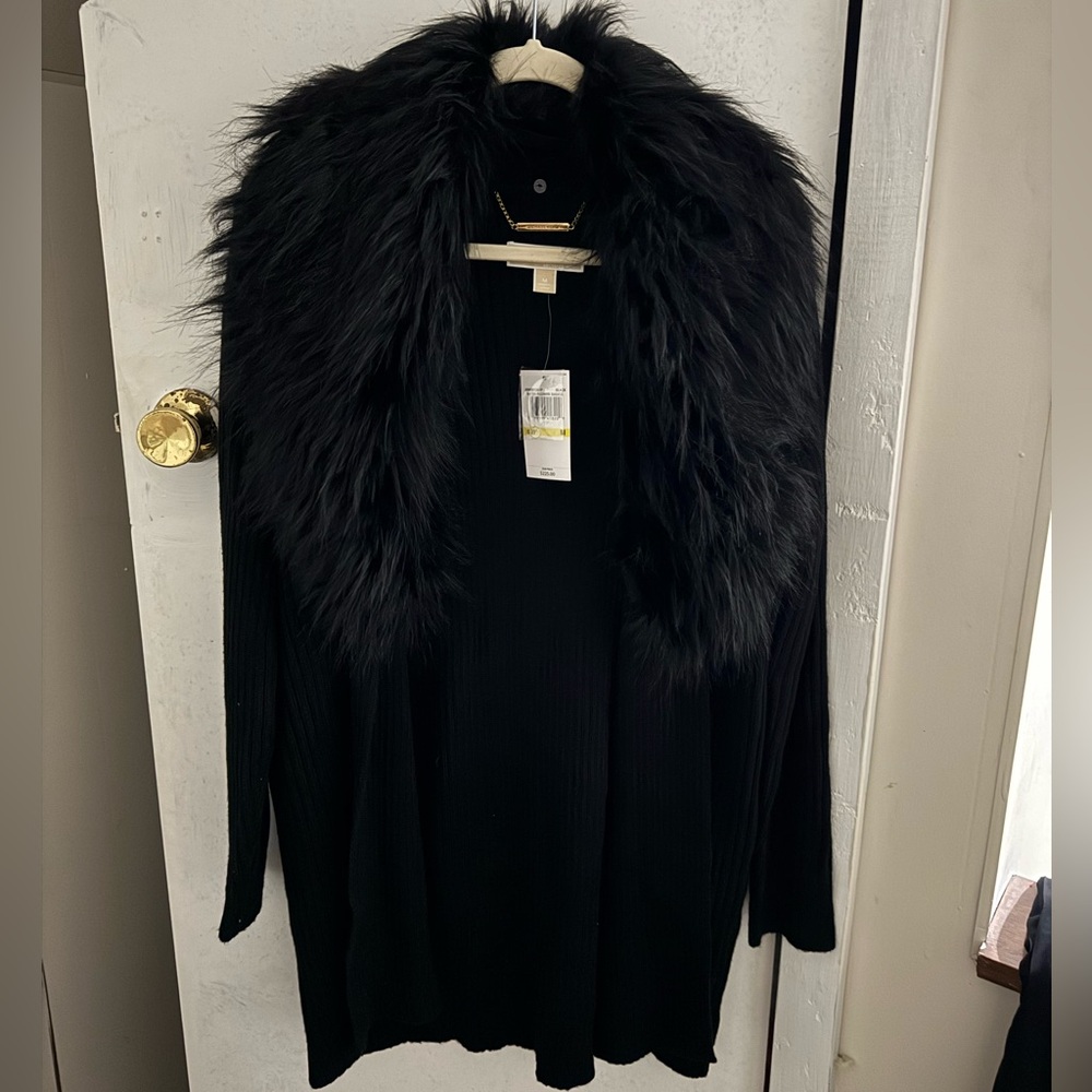 Michael Kors Women’s Faux Fur Cardigan Black, NWT - Picture 8 of 13